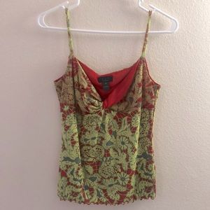 Green/Red stretchy cami top, with scallop border